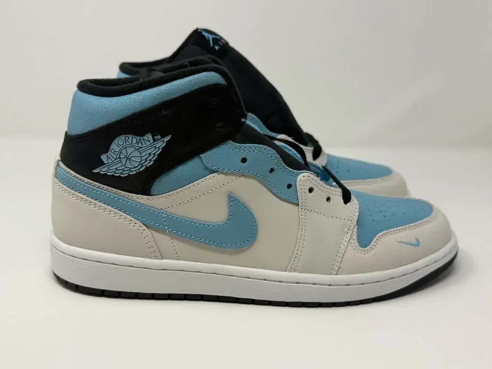 Air Jordan 1 Mid SE 'Summit White Blue Chill' Athletic Basketball Shoe Nike 9.5M